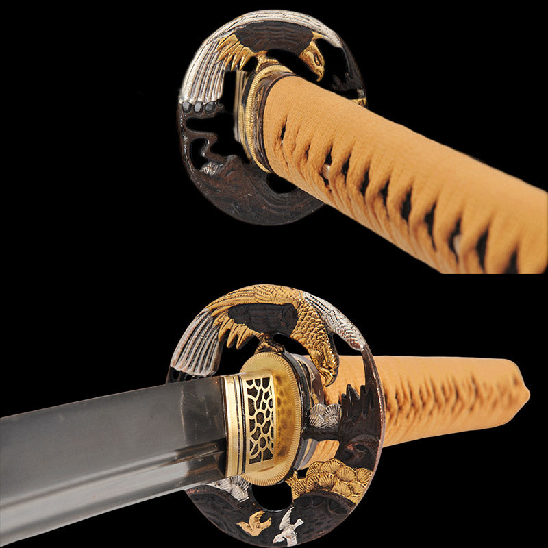 Handgeschmiedetes japanisches Samurai Katana Schwert Honsanmai Clay Tempered Shobu Zukuri Ohne Yokoto Rayskin Saya - COOLKATANA 