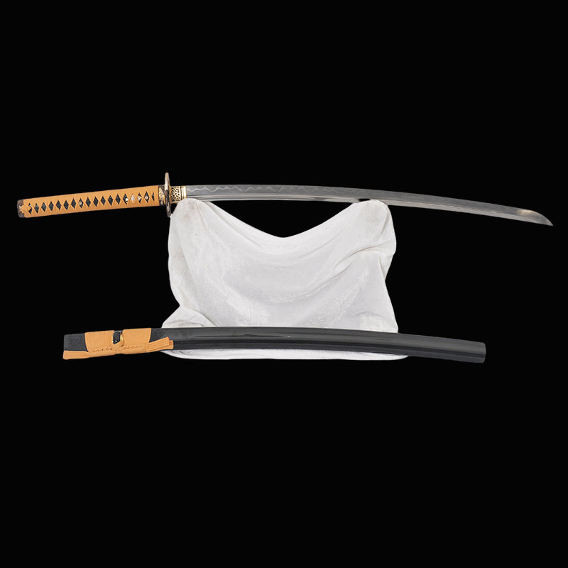 Handgeschmiedetes japanisches Samurai Katana Schwert Honsanmai Clay Tempered Shobu Zukuri Ohne Yokoto Rayskin Saya - COOLKATANA 