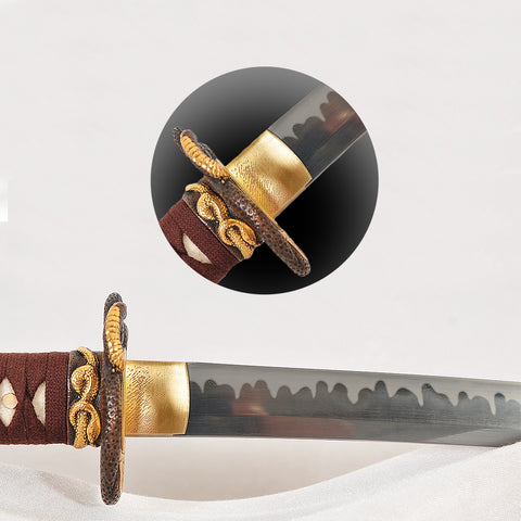 Hand Forged Japanese Samurai Katana Sword Honsanmai Shobu-Zukuri Without Yokote Snake Tsuba-COOLKATANA-SL-1354-U