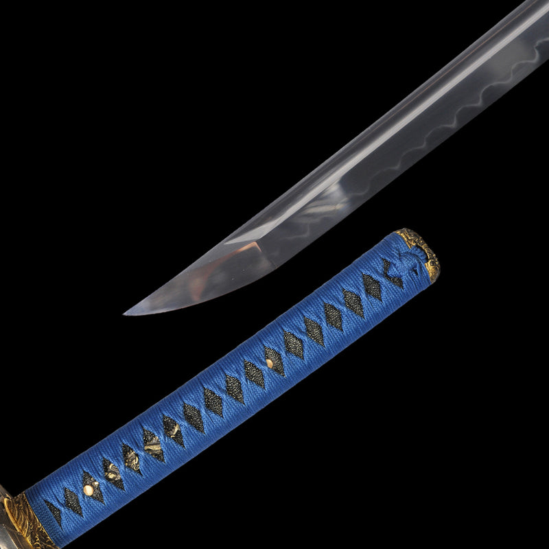 Handgeschmiedetes japanisches Samurai-Katana-Schwert O-Kissaki 1095 High Carbon Steel Clay Tempered Bruce Lee Tsuba - COOLKATANA 