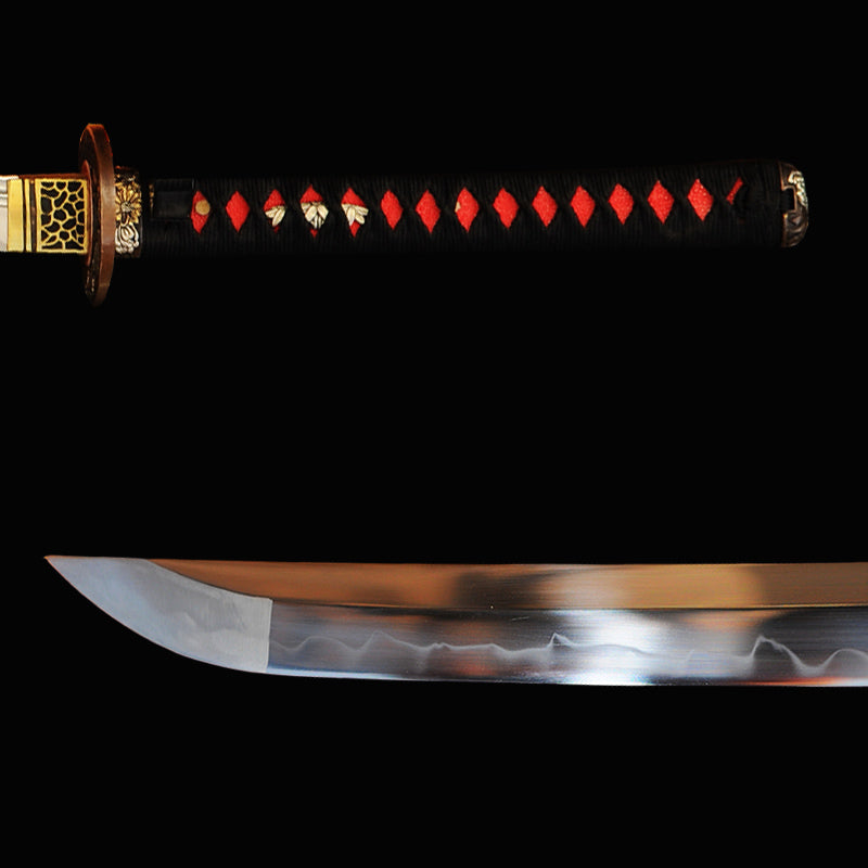 Handgeschmiedetes japanisches Samurai-Katana-Schwert O-Kissaki 1095 Hartstahl Vollerl-Kupfer-Tsuba - COOLKATANA 