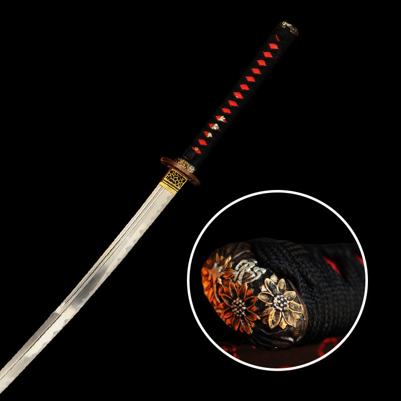 Handgeschmiedetes japanisches Samurai-Katana-Schwert O-Kissaki 1095 Hartstahl Vollerl-Kupfer-Tsuba - COOLKATANA 