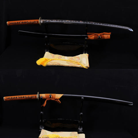 Hand Forged Japanese Samurai Katana Sword Shihozume Structure 1095 Steel+Folded Steel+Iron Clay Tempered-COOLKATANA-SL-812-U