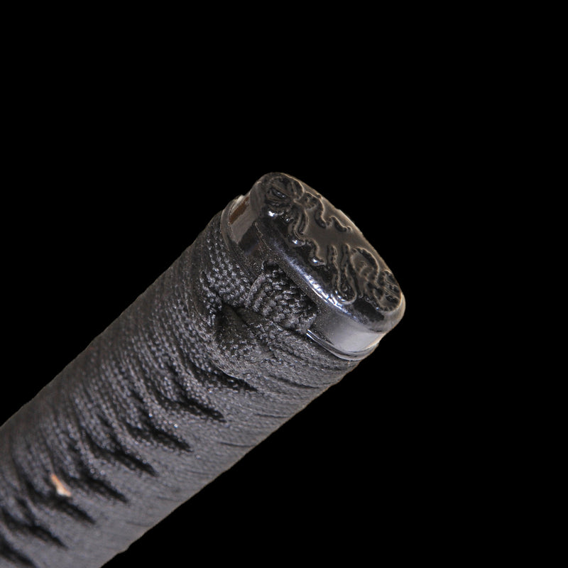Handgeschmiedetes japanisches Samurai-Katana-Schwert 1095 Kohlenstoffstahl Schwarze Klinge Gefälschte Hamon-Eisen-Tsuba - COOLKATANA 