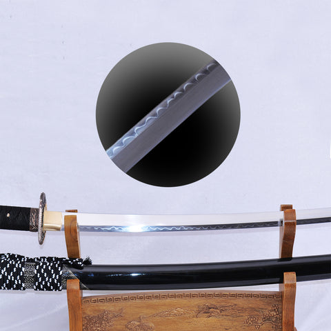 Hand Forged Japanese Samurai Sword Clay Tempered Katana Kiriha Zukuri Rayskin Saya Copper Tsuba-COOLKATANA-SL-1035-U