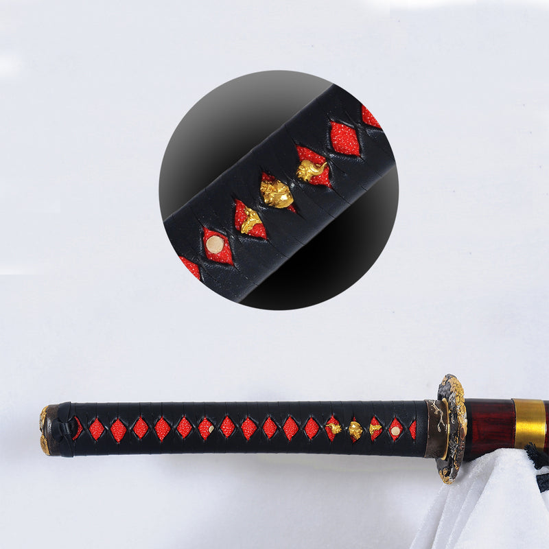 Handgeschmiedetes japanisches Samurai-Schwert aus Ton gehärtetes Katana mit Kozuka-Muschel-Saya - COOLKATANA 