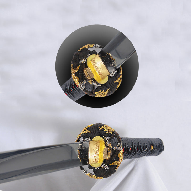 Handgeschmiedetes japanisches Samurai-Schwert aus Ton gehärtetes Katana mit Kozuka-Muschel-Saya - COOLKATANA 