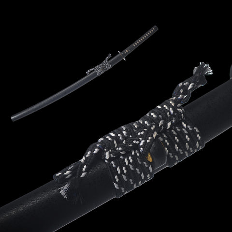 Hand Forged Japanese Samurai Sword Kiriha-Zukuri Katana 1095 Steel Clay Tempered Black Blade Iron Tsuba-COOLKATANA-SL-1308-U