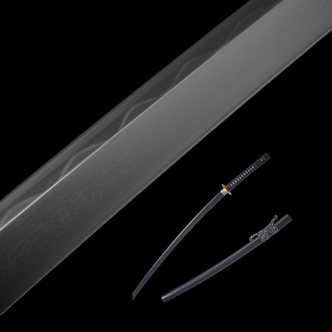 Hand Forged Japanese Samurai Sword Kiriha-Zukuri Katana 1095 Steel Clay Tempered Black Blade Iron Tsuba-COOLKATANA-SL-1308-U