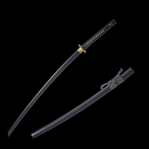Hand Forged Japanese Samurai Sword Kiriha-Zukuri Katana 1095 Steel Clay Tempered Black Blade Iron Tsuba-COOLKATANA-SL-1308-U