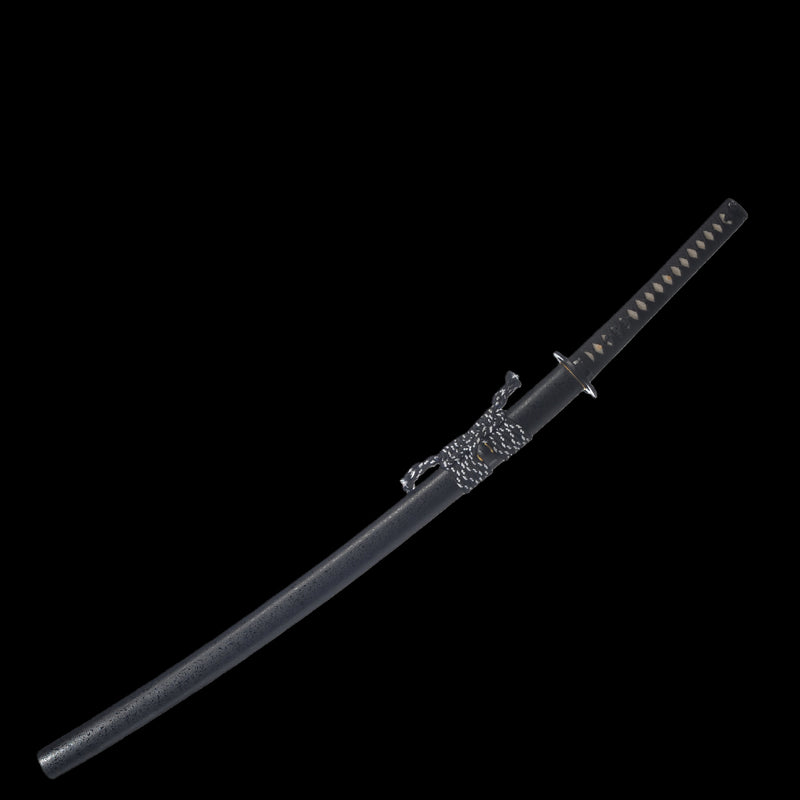 Handgeschmiedetes japanisches Samurai-Schwert Kiriha-Zukuri Katana 1095 Stahl Clay Tempered Black Blade Iron Tsuba - COOLKATANA 