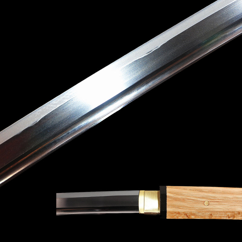 Handgeschmiedetes japanisches Shirasaya-Katana-Schwert aus 1095 Kohlenstoffstahl, gehärteter Hazuya-Polnisch – COOLKATANA 