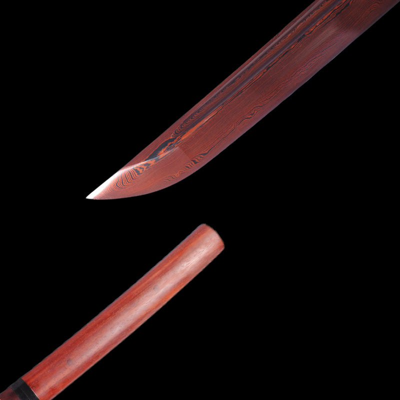 Hand Forged Japanese Shirasaya Katana Sword Folded Steel Redwood Saya  