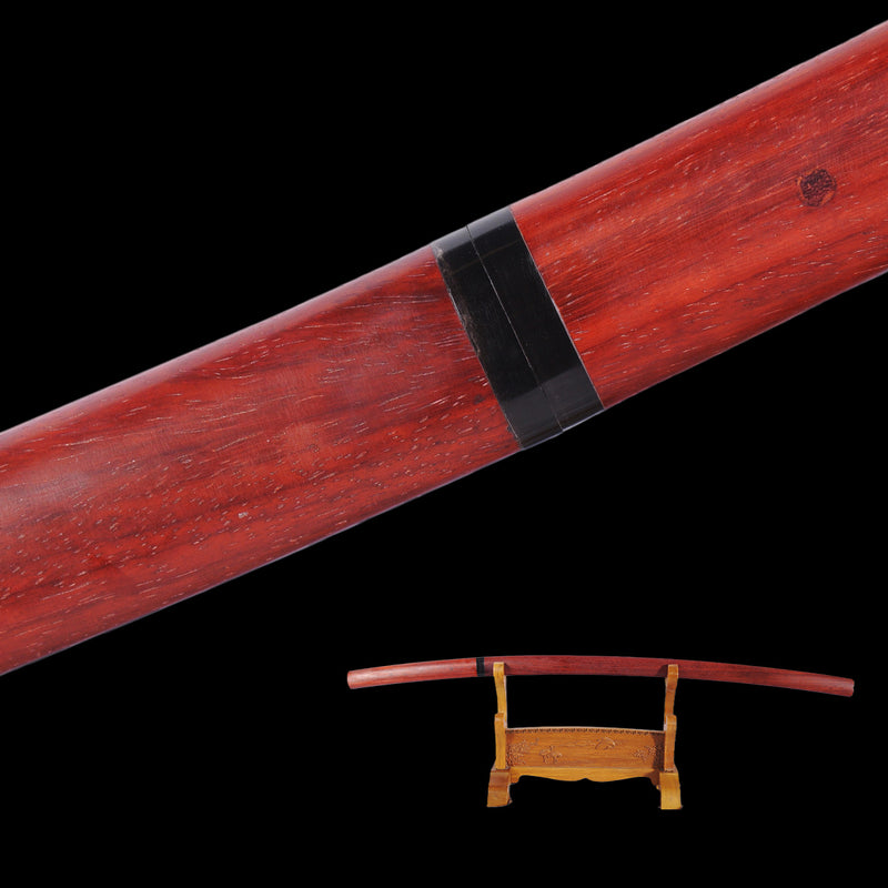 Hand Forged Japanese Shirasaya Katana Sword Folded Steel Redwood Saya  