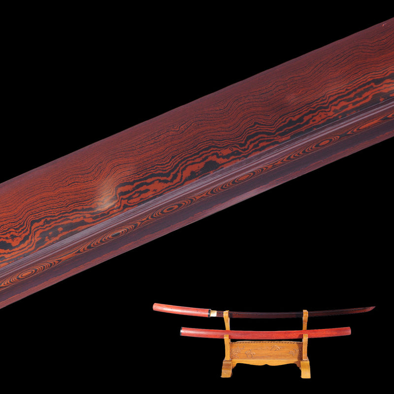 Hand Forged Japanese Shirasaya Katana Sword Folded Steel Redwood Saya  