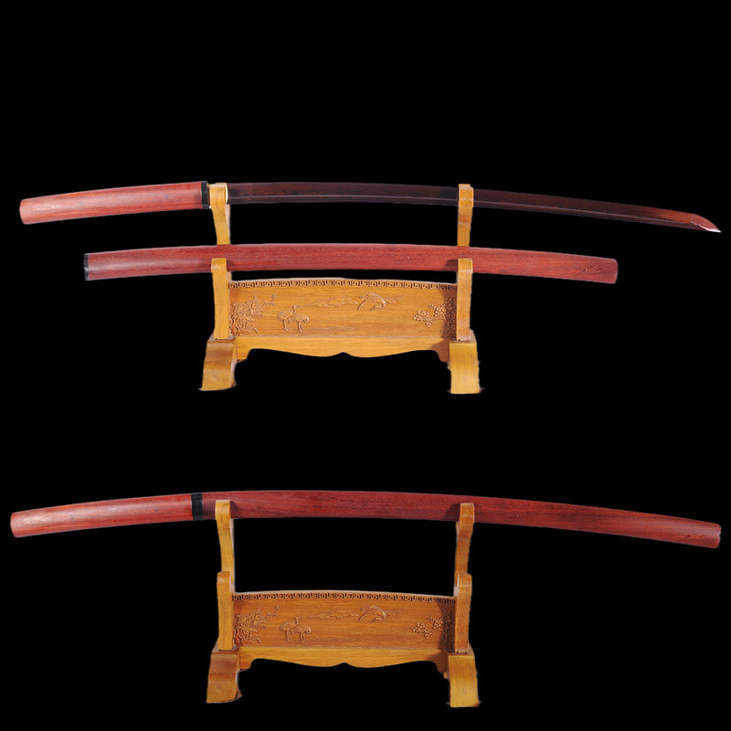 Hand Forged Japanese Shirasaya Katana Sword Folded Steel Redwood Saya  