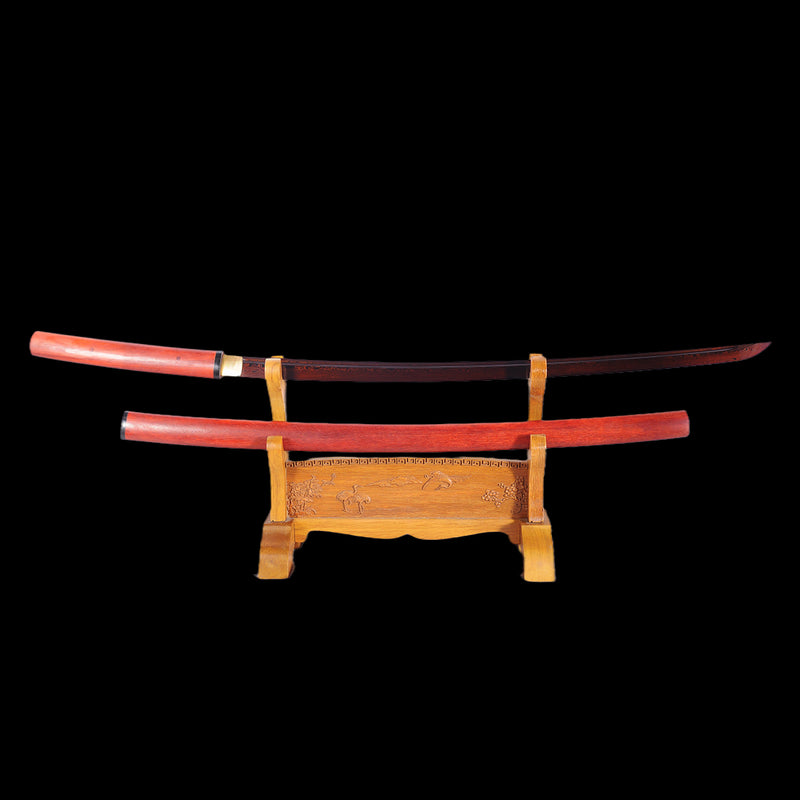 Hand Forged Japanese Shirasaya Katana Sword Folded Steel Redwood Saya  