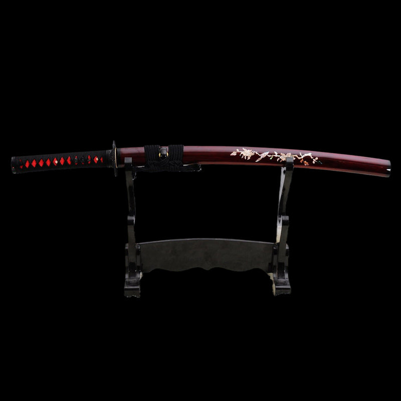 Handgeschmiedetes japanisches Wakizashi-Schwert 1095 Kohlenstoffstahl Ton gehärtete Schale mit eingelegter Saya - COOLKATANA 