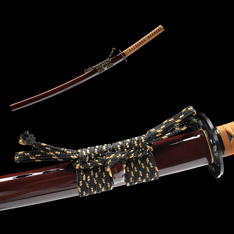 Handgeschmiedetes japanisches Wakizashi-Schwert 1095 Kohlenstoffstahlklinge Full Tang 