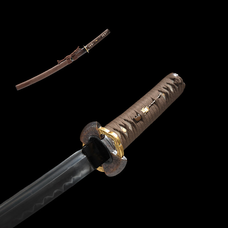 Hand Forged Japanese Wakizashi Sword 1095 High Carbon Steel Clay Tempe 