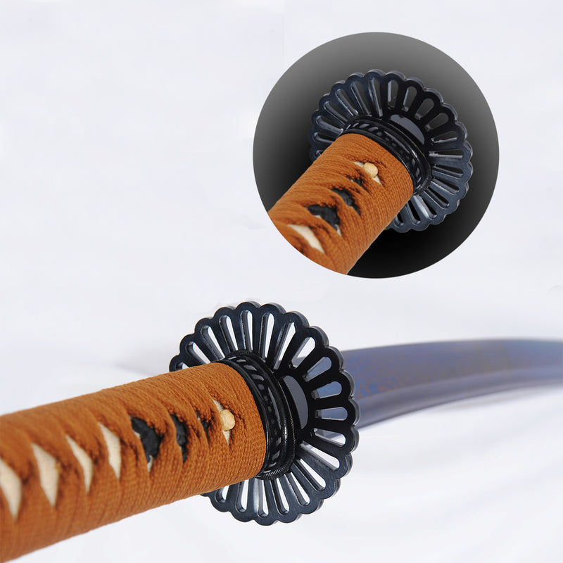 Handgeschmiedetes japanisches Wakizashi-Schwert Blaue Klinge Gefalteter Stahl Tsuba Full Tang Sharp - COOLKATANA 