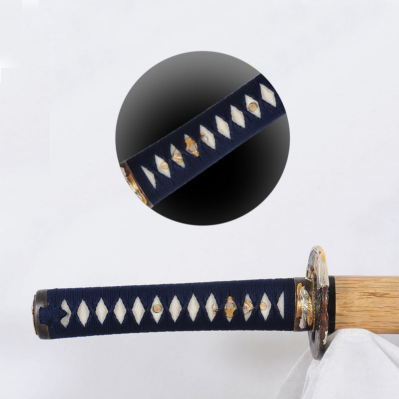 Hand Forged Japanese Wakizashi Sword Damascus Folded Steel Blade Coppe 