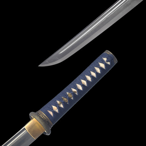 Hand Forged Japanese Wakizashi Sword Damascus Folded Steel Full Tang Sharp-COOLKATANA-SL-1301-U