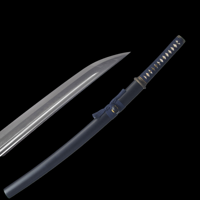 Hand Forged Japanese Wakizashi Sword Damascus Folded Steel Full Tang S 