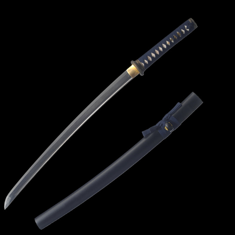 Hand Forged Japanese Wakizashi Sword Damascus Folded Steel Full Tang S 