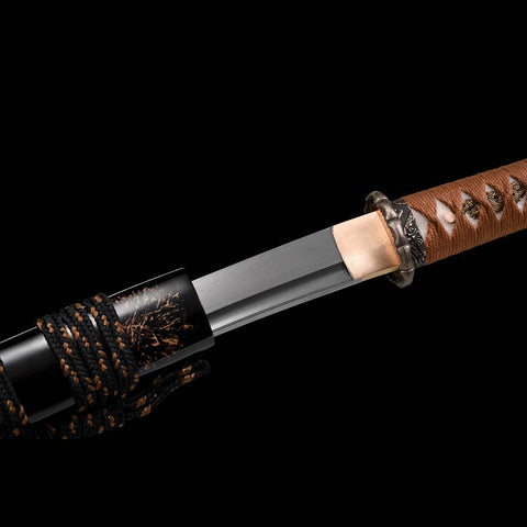 Hand Forged Japanese Wakizashi Sword Damascus Folded Steel Full Tang-COOLKATANA-SL-1300-U