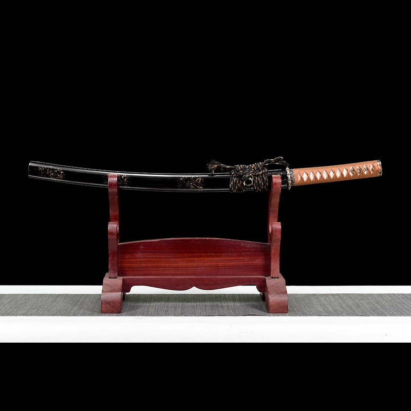Hand Forged Japanese Wakizashi Sword Damascus Folded Steel Full Tang 