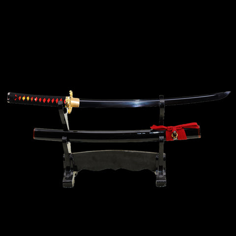 Hand Forged Japanese Wakizashi Sword Folded Steel Black Blade Alloy Tsuba-COOLKATANA-SL-843-U