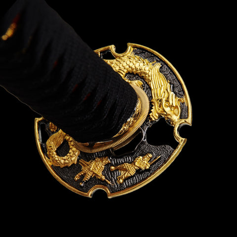 Hand Forged Japanese Wakizashi Sword Folded Steel Black Blade Alloy Tsuba-COOLKATANA-SL-843-U