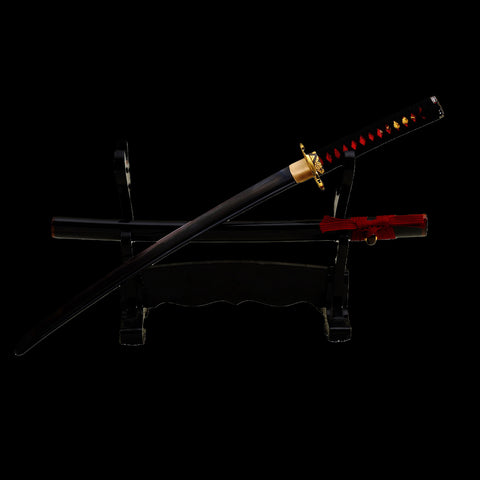 Hand Forged Japanese Wakizashi Sword Folded Steel Black Blade Alloy Tsuba-COOLKATANA-SL-843-U