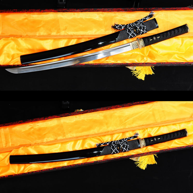 Hand Forged Japanese Wakizashi Sword Folded Steel Blade Rayskin Saya B 