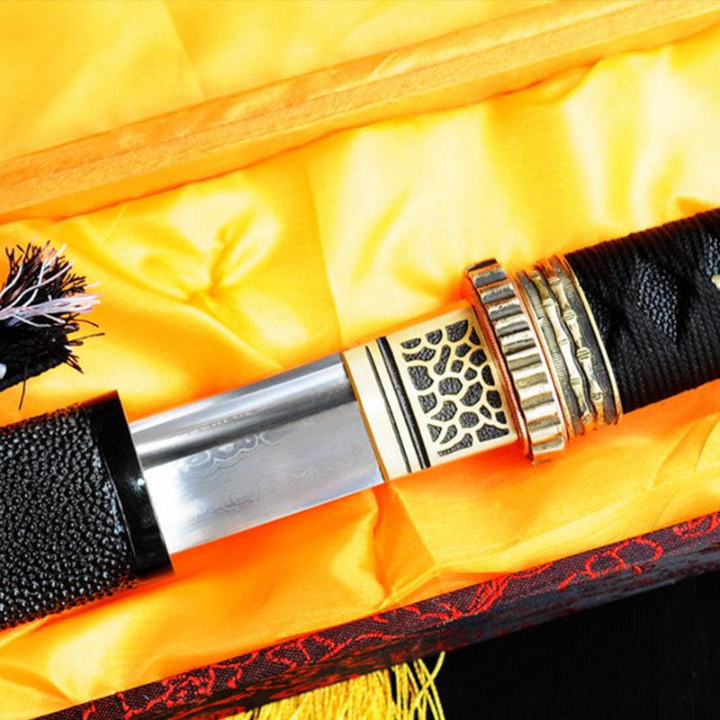 Hand Forged Japanese Wakizashi Sword Folded Steel Blade Rayskin Saya B 