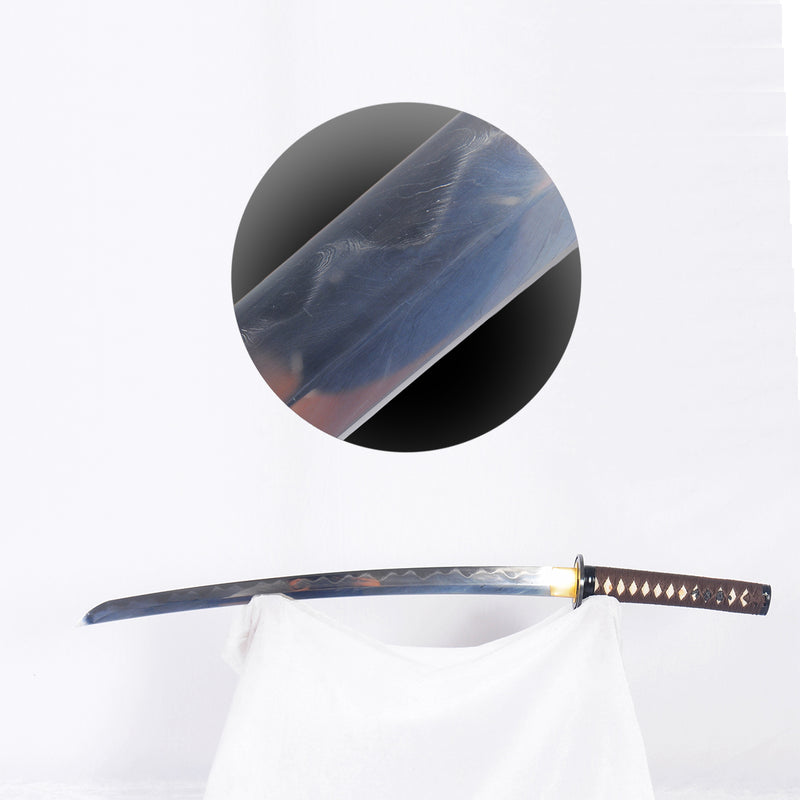 Handgeschmiedetes japanisches Wakizashi-Schwert Gefalteter Stahl Ton Gehärtetes Federmuster Klinge Eisen Tsuba Kampfbereit - COOLKATANA 