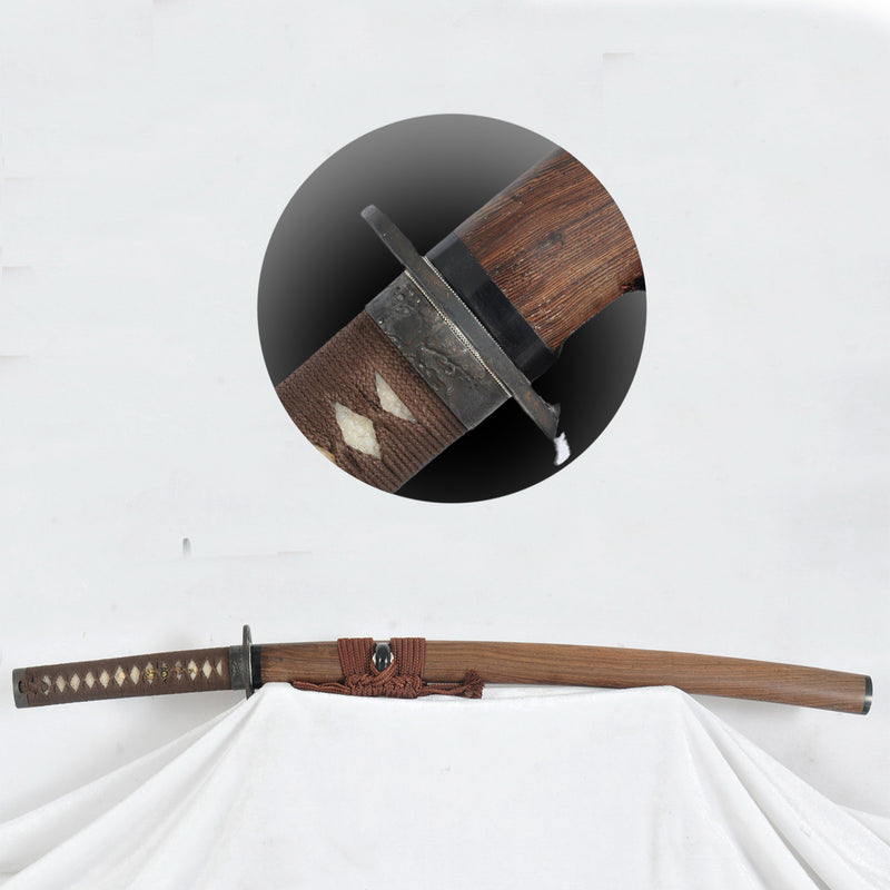 Hand Forged Japanese Wakizashi Sword Folded Steel Feathered-Pattern An 