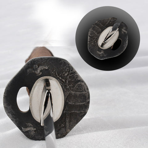 Hand Forged Japanese Wakizashi Sword Folded Steel Feathered-Pattern Antiqued Iron Tsuba-COOLKATANA-SL-1202-U