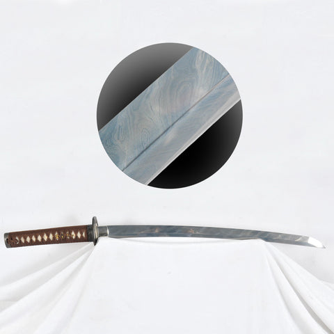 Hand Forged Japanese Wakizashi Sword Folded Steel Feathered-Pattern Antiqued Iron Tsuba-COOLKATANA-SL-1202-U