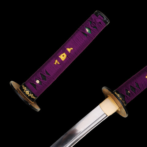 Hand Forged Japanese Wakizashi Sword Folded Steel Iron Tsuba Sharp-COOLKATANA-SL-827-U