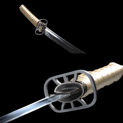 Hand Forged Japanese Wakizashi Sword Sanmai Combined Material Clay Tempered Full Tang-COOLKATANA-SL-1234-U