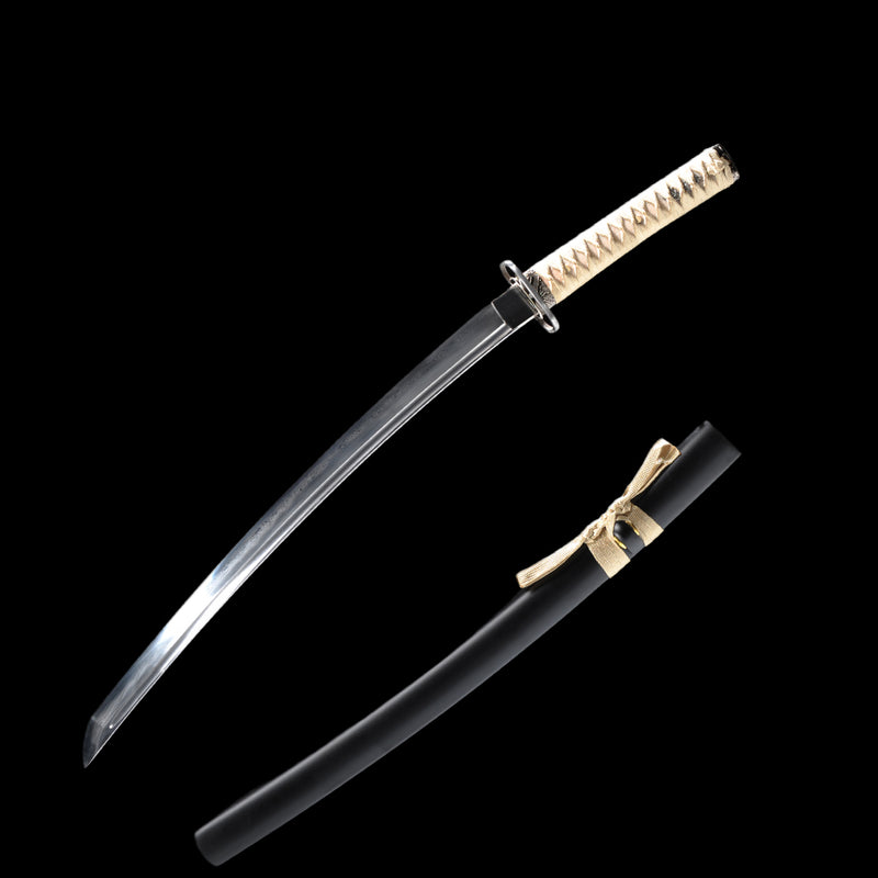 Hand Forged Japanese Wakizashi Sword Sanmai Combined Material Clay Tem 