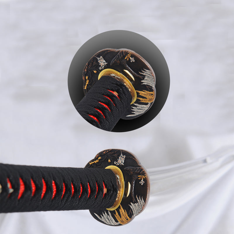 Hand Forged Kanmuri-Otoshi Katana Sword Clay Tempered 1095 Steel Doubl 