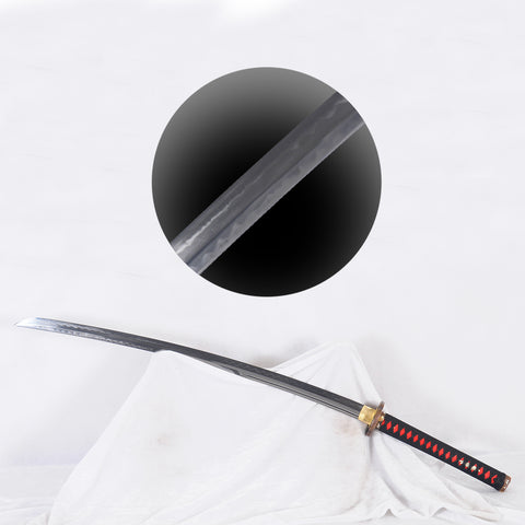 Hand Forged Kanmuri-Otoshi Katana Sword Clay Tempered 1095 Steel Double Edge Double Hamon Hand-Drawn Saya-COOLKATANA-SL-1291-U