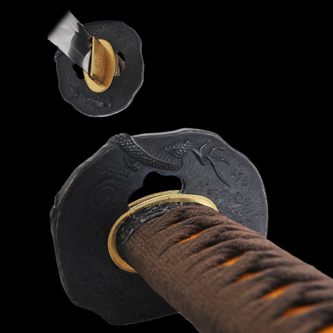 Hand Forged Kogarasu-Maru Katana Sword 1095 Folded Steel Clay Tempered Double Edge Full Tang-COOLKATANA-SL-1131-U