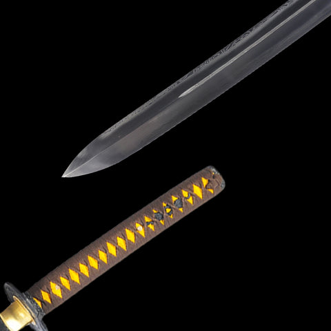 Hand Forged Kogarasu-Maru Katana Sword 1095 Folded Steel Clay Tempered Double Edge Full Tang-COOLKATANA-SL-1131-U