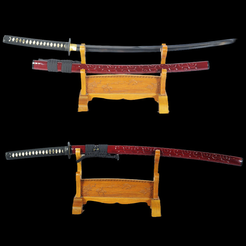 Hand Forged Little Crow Katana Double Edge Sword 1095 Steel Clay Tempe 