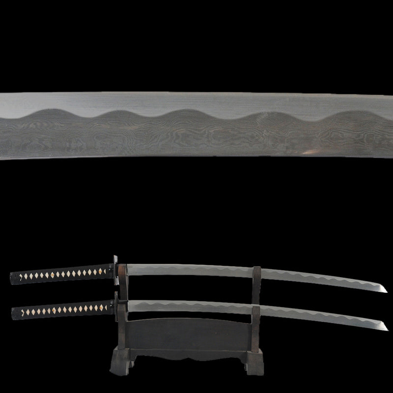 Hand Forged Marvel Deadpool Double Swords Replica Folded Steel Brass T 