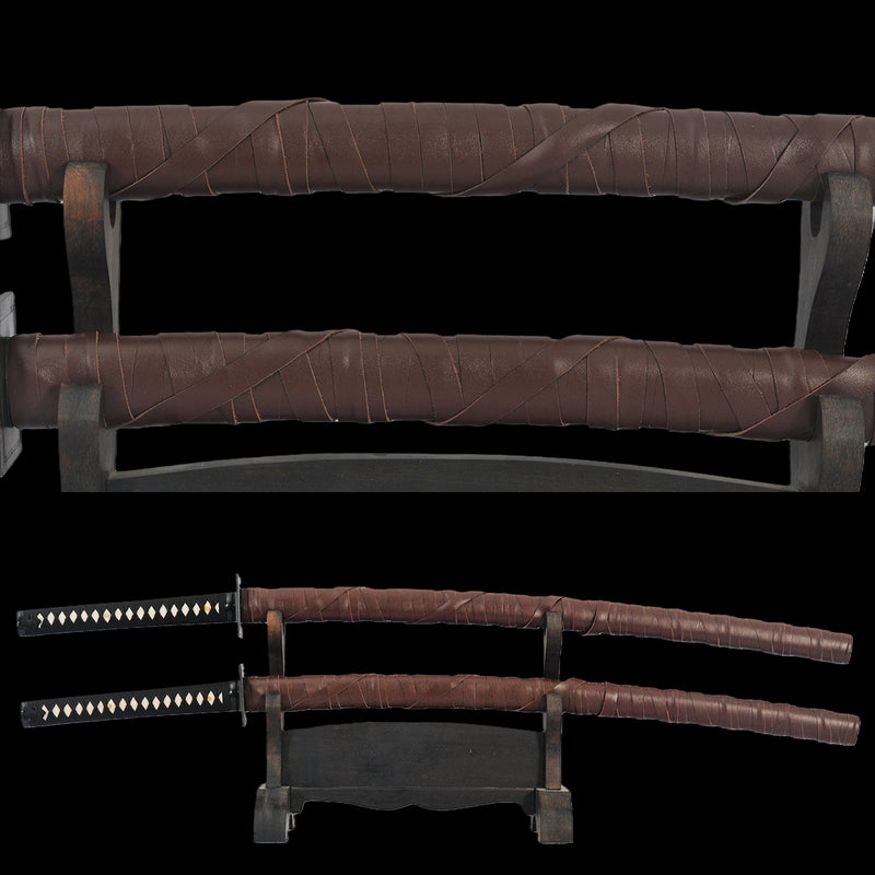 Hand Forged Marvel Deadpool Double Swords Replica Folded Steel Brass T 